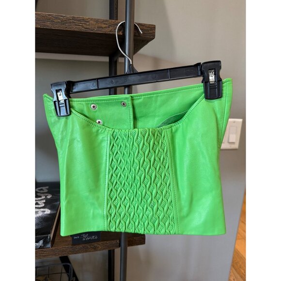 Retrofete Joelle Leather Strapless Top Green Womens Size Small - Picture 8 of 11
